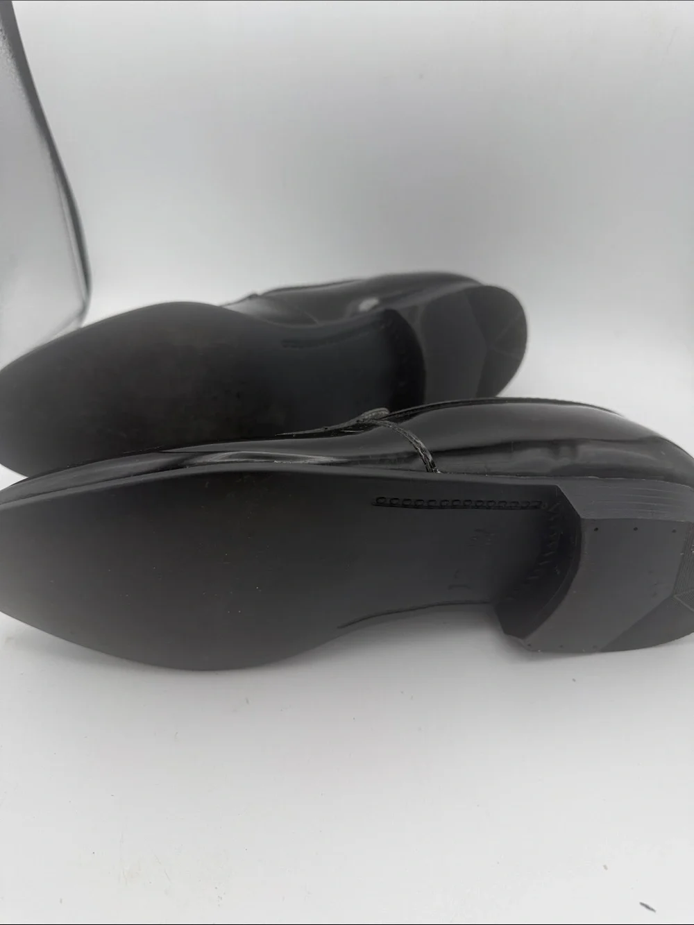 Mens Barclay black patent faux leather high polish formal slip on shoes sz 12 W